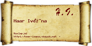 Haar Ivána névjegykártya